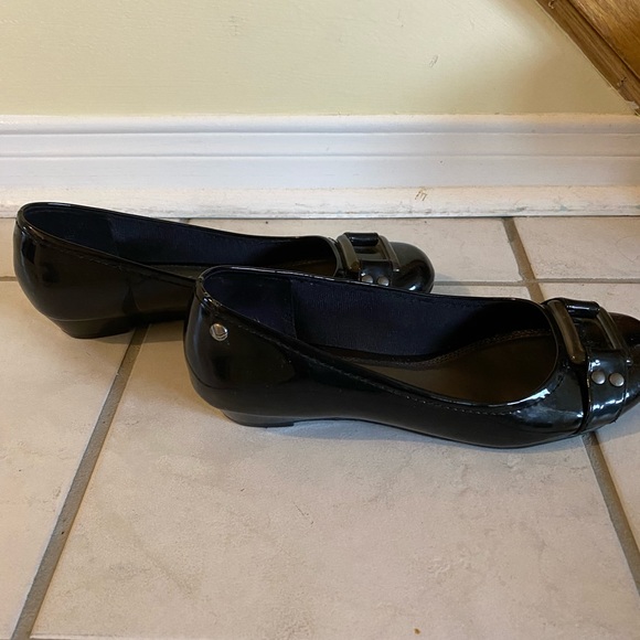 Vintage black Life Stride soft wedge loafers, with mini-heel and square buckles - Picture 2 of 3